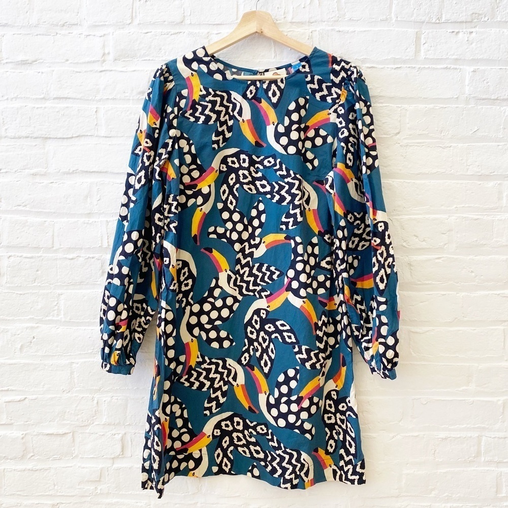 Anthropologie || Farm Rio Tucans Tunic Dress Teal Small